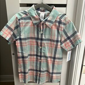 Plaid Button Down Shirt in Blue and Pink